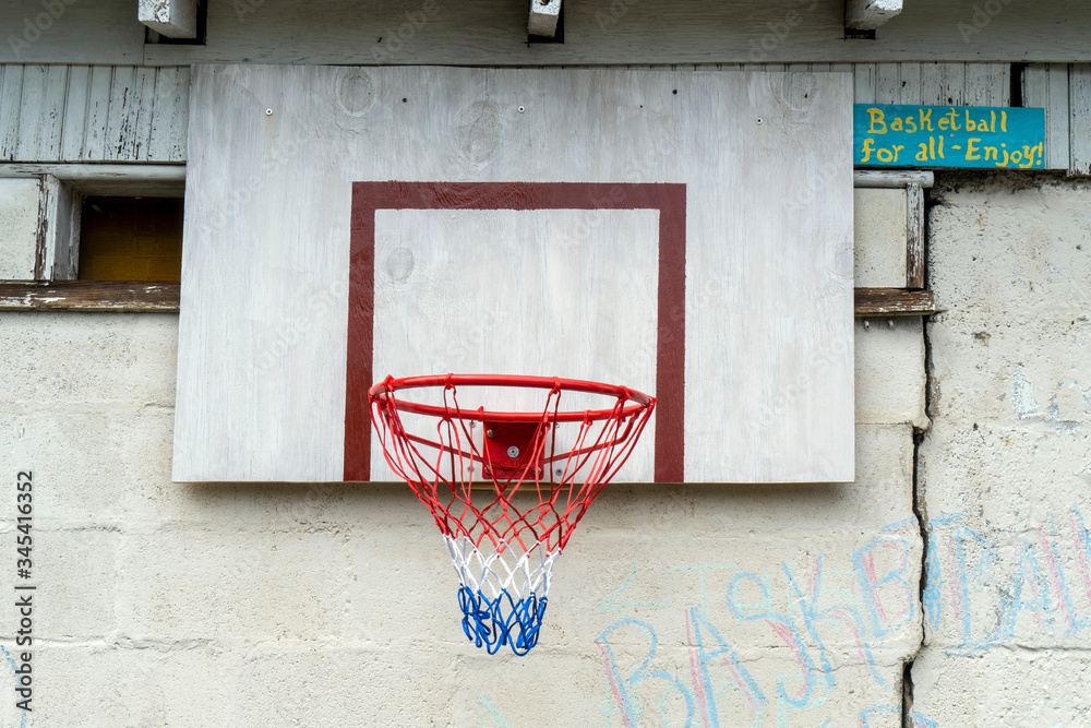 Basketball hoop set up in alley. Free for everyone to play. Basketball hoop set up in alley. Free for everyone to play.