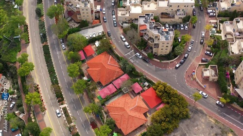 Jerusalem empty Streets Limited traffic in coronavirus outbreak Lockdown-Aerial  
Mevaseret zion, Jerusalem ,drone footage,Israel-april-15-2020
 photo