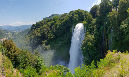 Italy, Umbria, Terni, Waterfall on Nera River.