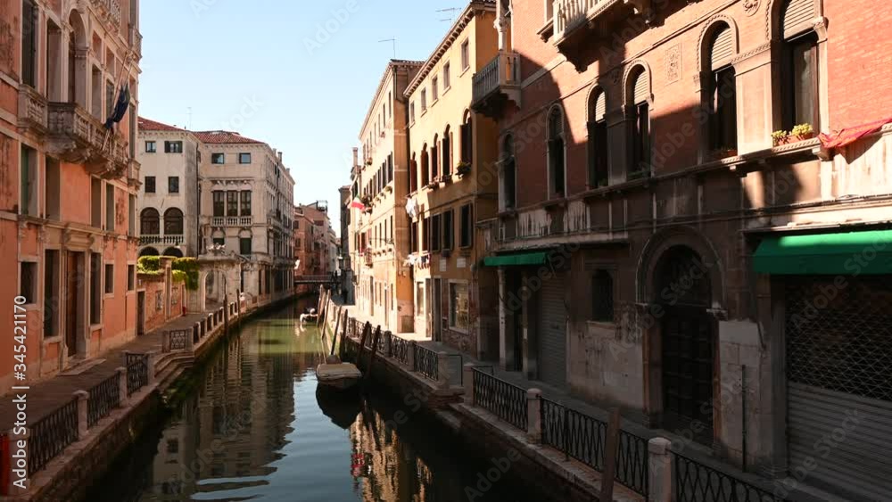 May 2020, Venice-Italy, Walking through the monuments of the ancient city of Venice at the time of the coronavirus, between closed shops and the absence of tourists May 2020, Venice-Italy, Walking through the monuments of the ancient city of Venice at the time of the coronavirus, between closed shops and the absence of tourists