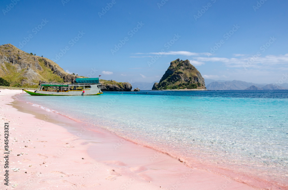 Obraz premium Pink beach island, way to Komodo Island, Indonesia