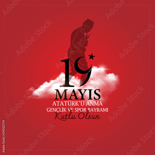 May 19 Ataturk Commemoration Youth and Sports Day. Vector illustration