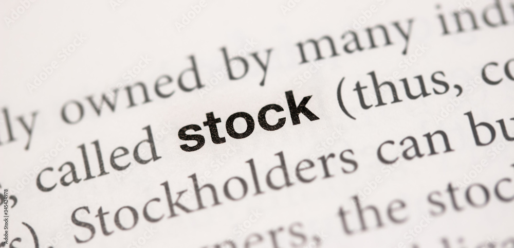 The word stock written in a book The word stock written in a book
