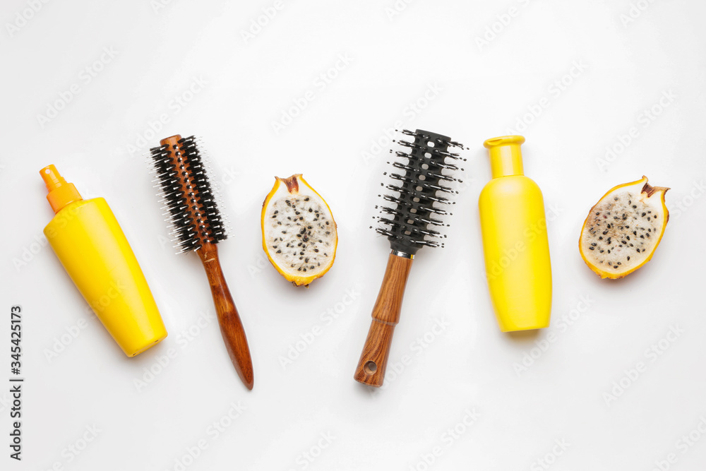 Cosmetics for hair on white background Cosmetics for hair on white background