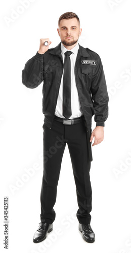 Male security guard with fl...