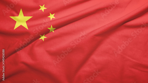 China flag with fabric texture