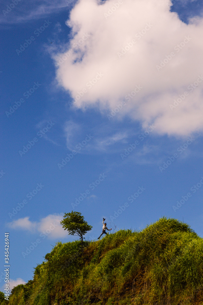 Obraz premium a tree with beautiful clouds above it