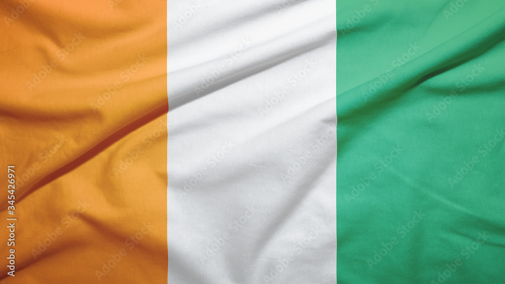 Obraz premium Cote d'Ivoire Ivory coast flag with fabric texture