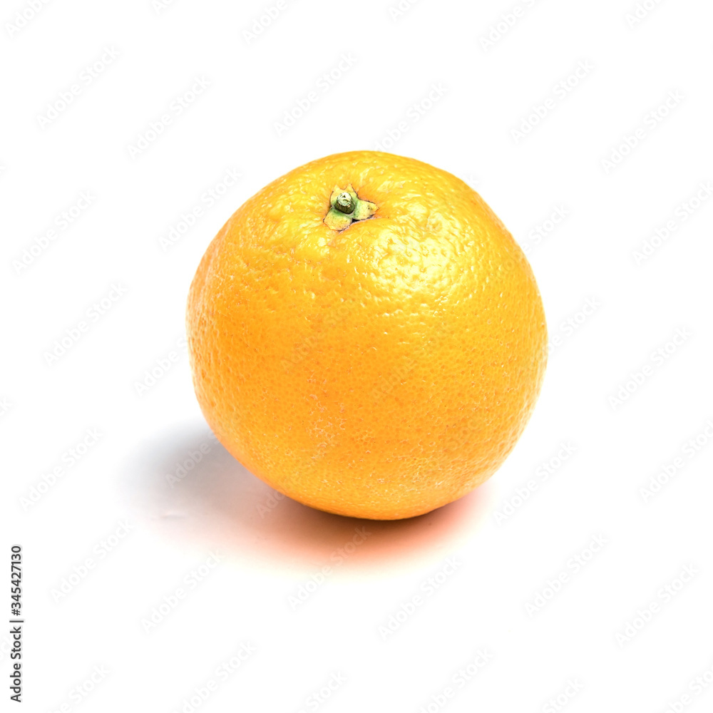 A ripe orange isolated on a white background. Natural orange citrus. Organic products. A ripe orange isolated on a white background. Natural orange citrus. Organic products.
