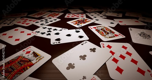 Playing cards on the table looping 3D animation
