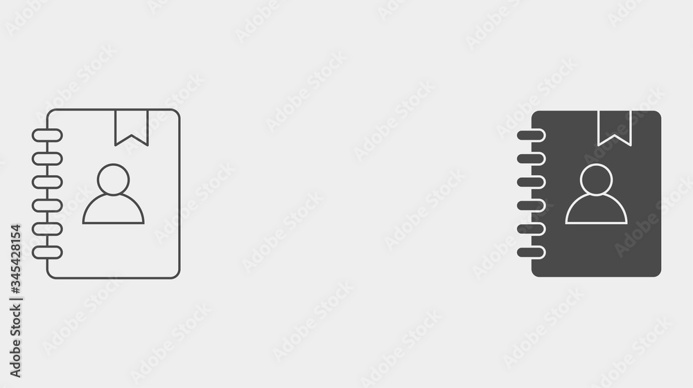 Phone book outline and filled vector icon sign symbol Phone book outline and filled vector icon sign symbol