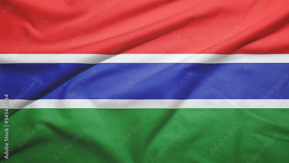 Naklejka premium Gambia flag with fabric texture