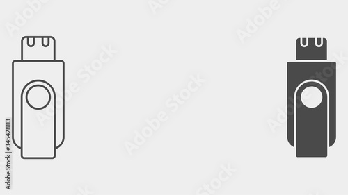 Pen drive outline and filled vector icon sign symbol