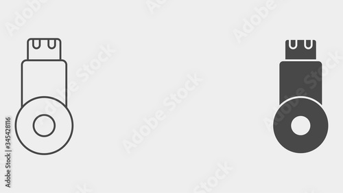 Pen drive outline and filled vector icon sign symbol