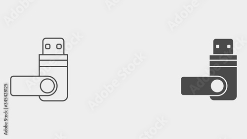 Pen drive outline and filled vector icon sign symbol