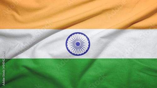 Canvas Print India flag with fabric texture