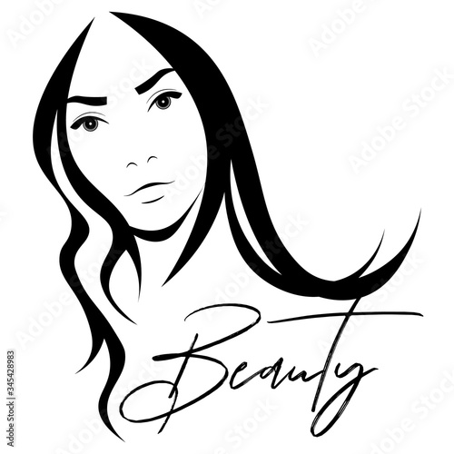 Black and white stencil with a beautiful woman face