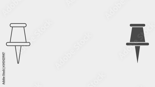 Push pin outline and filled vector icon sign symbol