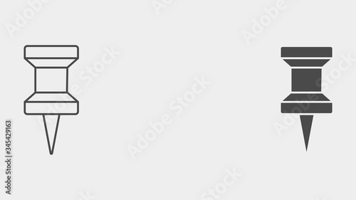 Push pin outline and filled vector icon sign symbol