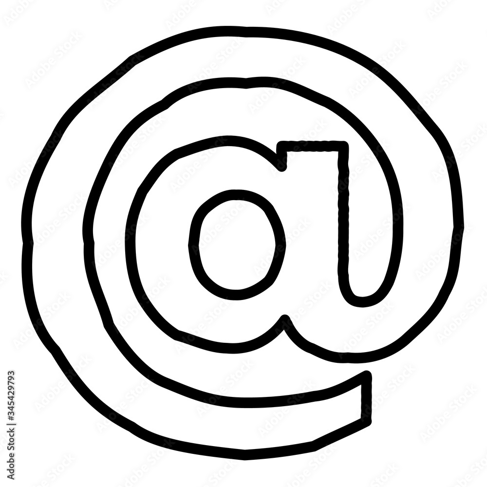 BLACK THICK SERPENTINE SCRIBBLE OUTLINE SPEICIAL MARK : @ AT MARK