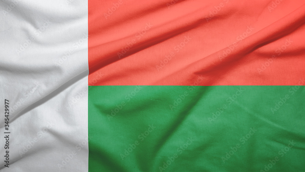 Madagascar flag with fabric texture