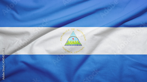 Nicaragua flag with fabric texture