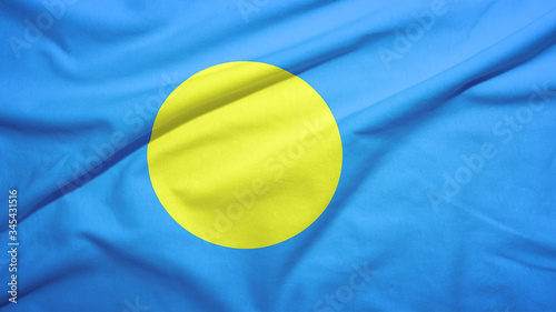 Palau flag with fabric texture