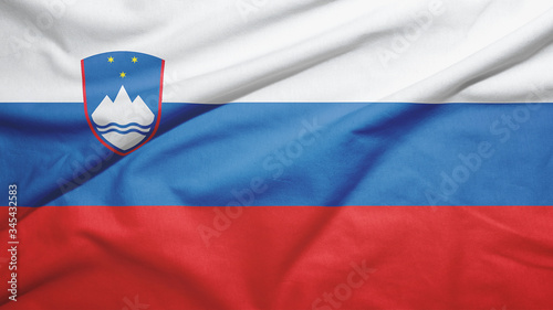 Slovenia flag with fabric texture