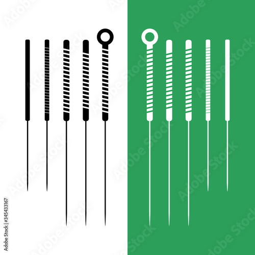 Obraz na płótnie Acupuncture needles set, different types. Alternative Chinese medicine. w salonie