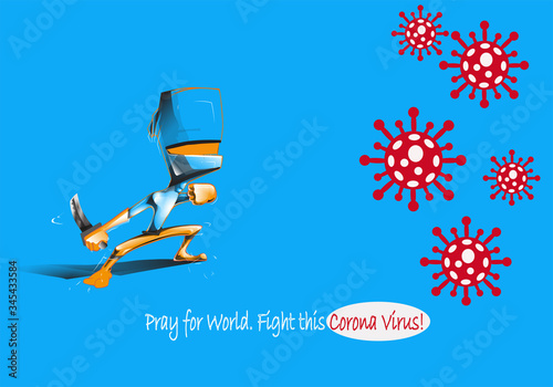 Illustrations concept coronavirus COVID-19. virus wuhan from china. Pray for world. Fight this Virus!