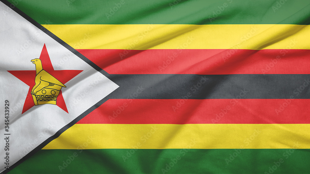 Zimbabwe flag with fabric texture Zimbabwe flag with fabric texture