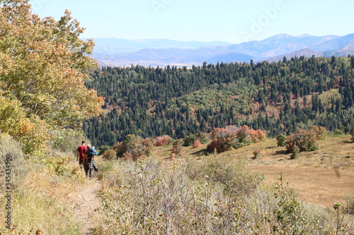 Hikers descend into the wilderness of Morgan county, Utah