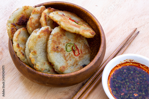 Potato pancake which is called gamjajeon in Korea photo