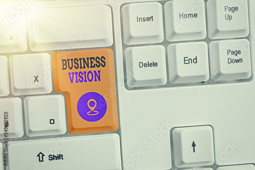 Handwriting text Business Vision. Conceptual photo grow your business in the future based on your goals photo