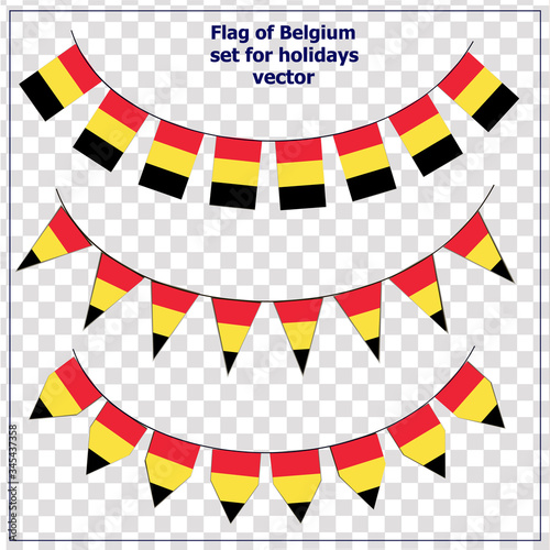 Bright set with flag of Belgium. Happy Belgium day flags. Colorful collection with flag. Vector illustration with white background.