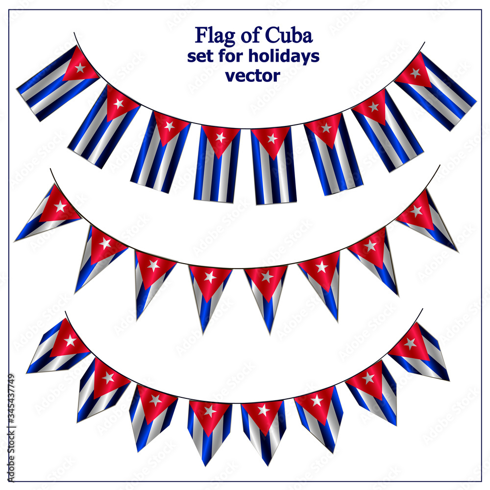 Bright set with flag of Cuba. Happy Cuba day collection. Bright background with flags.