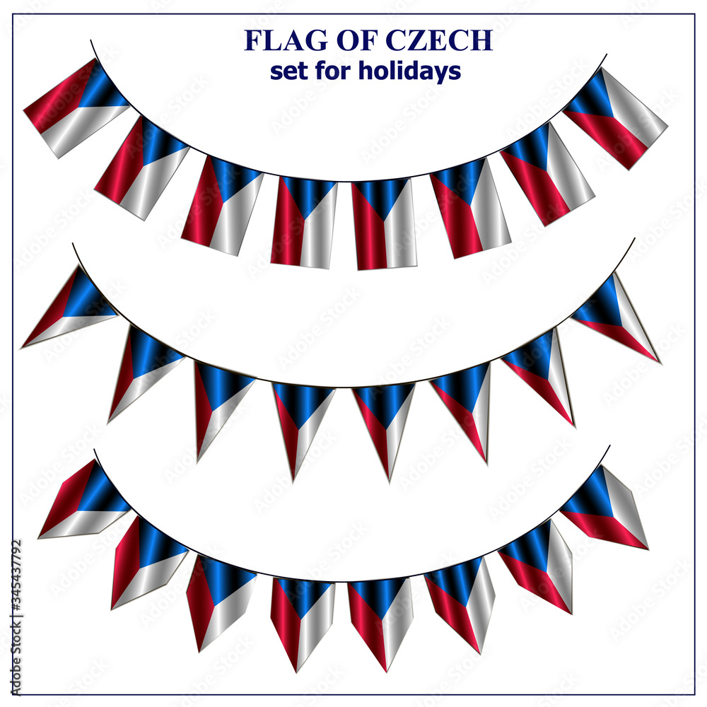 Obraz premium Set for holidays with flag of Czech. Happy Czech day background. Illustration with white background.