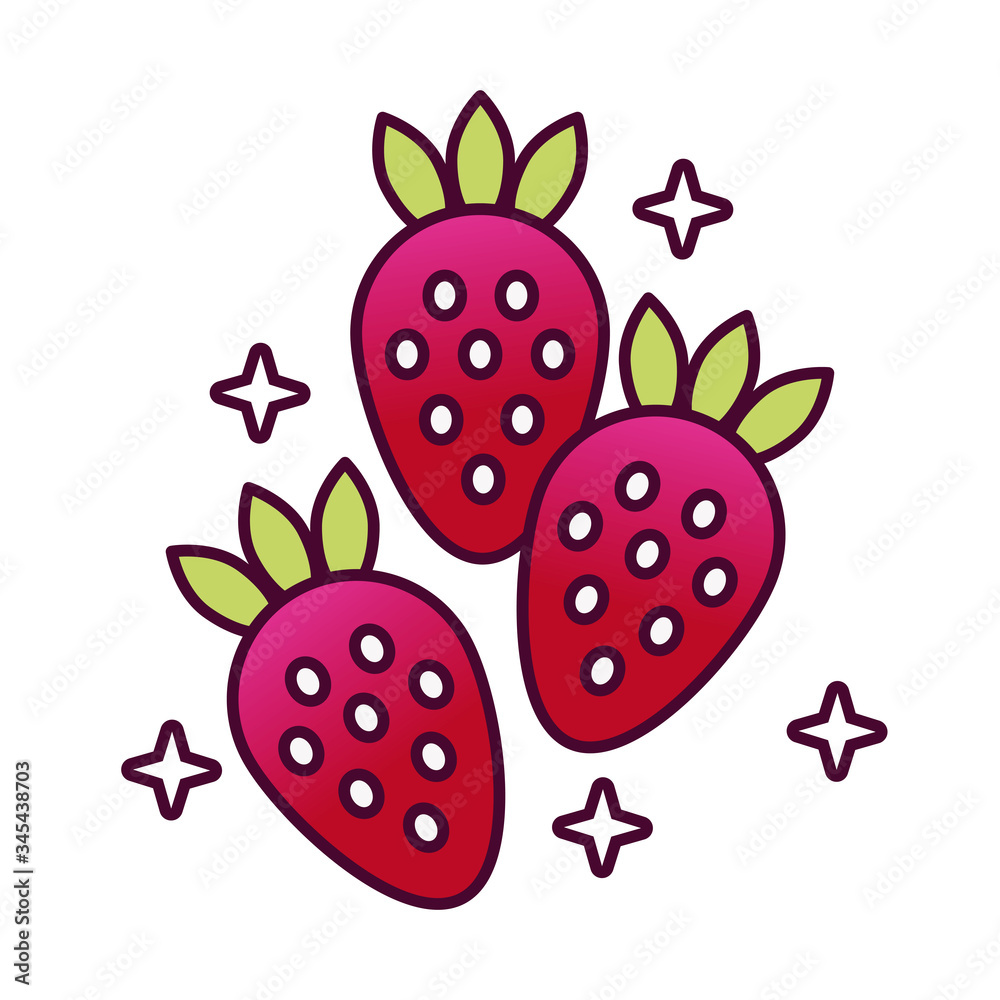 strawberries fruits detailed style icon