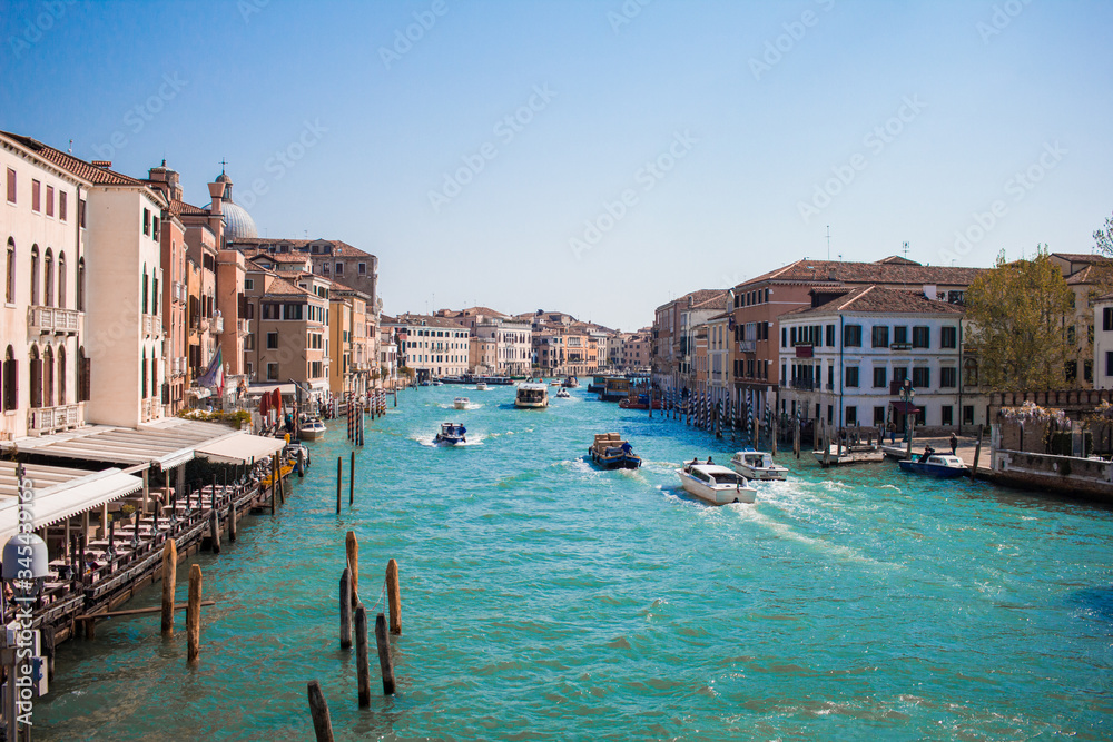 A beautiful day on the grand canal in venice, Italy