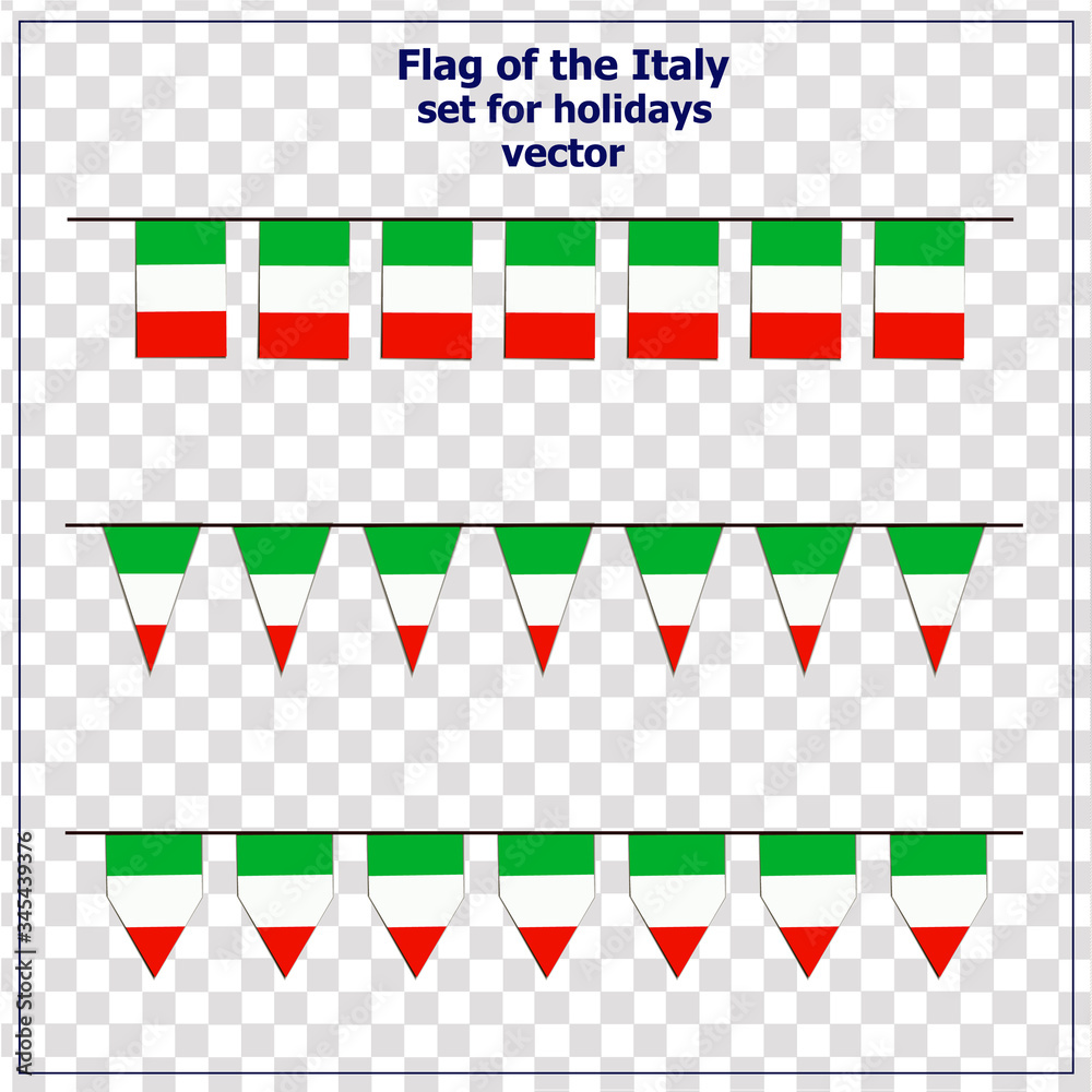 Obraz premium Bright set with flags of Italy for holidays. Italian republic flags. Vector Illustration.