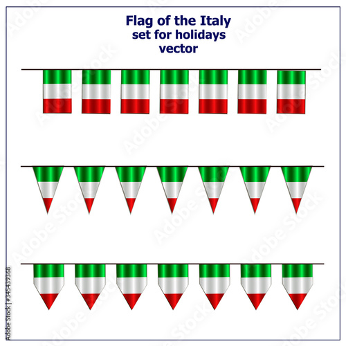 Bright set with flags of Italy for holidays. Italian republic flags. Illustration.