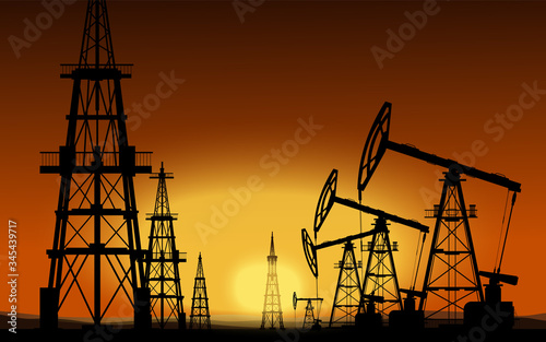 Oil rigs. Oil production. Vector.