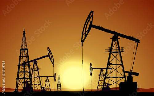 Oil rigs. Oil production. Vector.