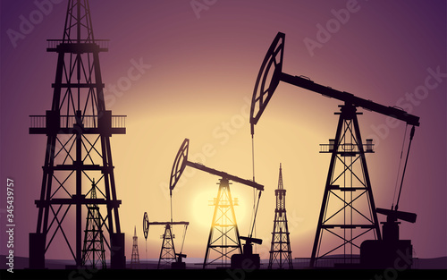 Oil rigs. Oil production. Vector.