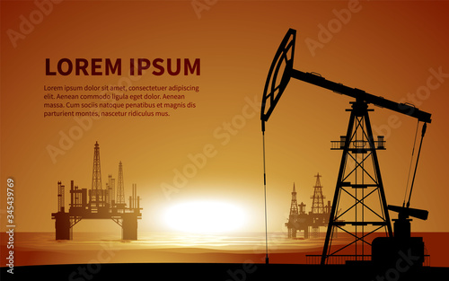 Oil rigs. Oil production. Vector.