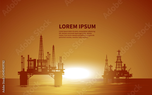 Oil rigs. Oil production. Vector.