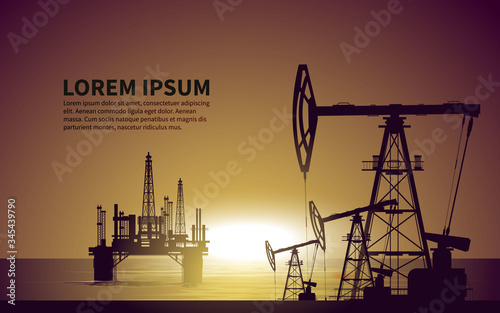 Oil rigs. Oil production. Vector.