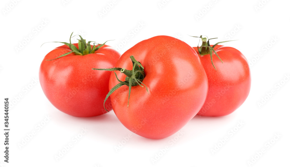 Fresh ripe organic tomatoes isolated on white Fresh ripe organic tomatoes isolated on white