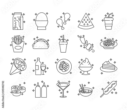 bundle of nutritive food set icons