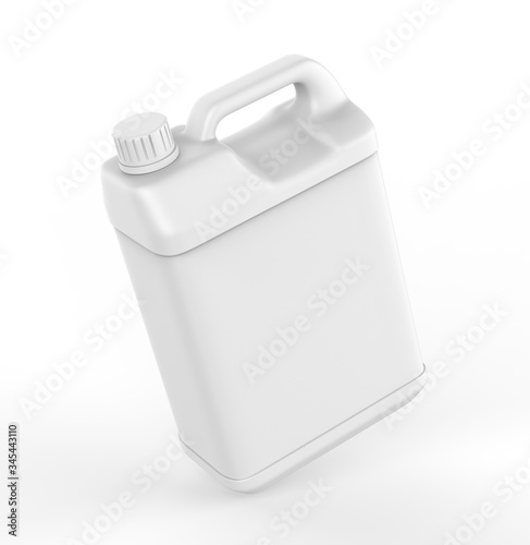 Blank  Plastic JerryCan With Handle On White Background For Branding And Mock up, 3d Render Illustration,